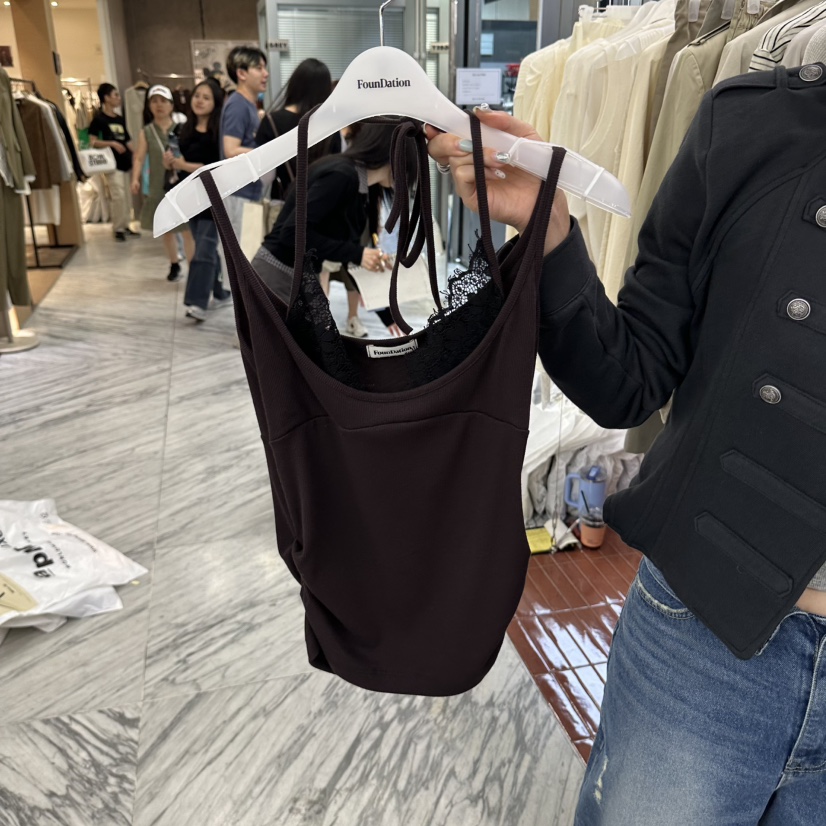 FOUNDATION韓國代購26秋冬新品休閑吊帶背心不含內搭蕾絲FOUNDATION吊帶/背心圖色3