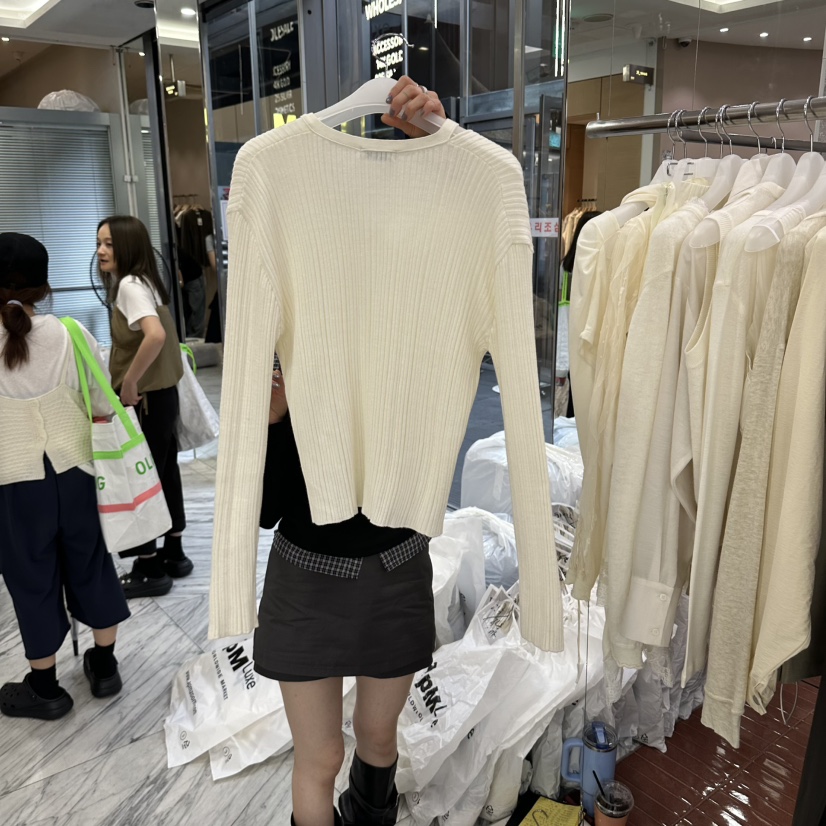 FOUNDATION韓國代購女士新款熱賣人氣推薦針織衫開衫羅紋FOUNDATION針織衫