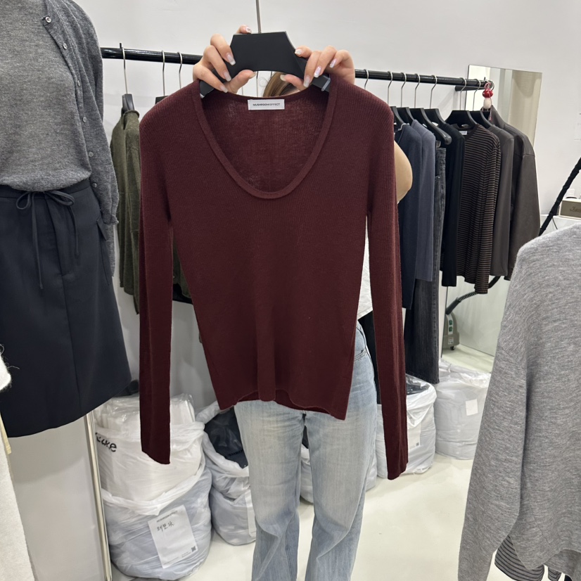 MUSHROOM EFFECT韓國直郵女士新款推薦休閑熱賣針織衫船領MUSHROOM EFFECT針織衫圖色1