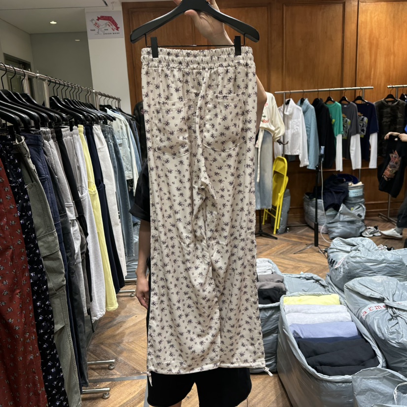 GARMENT-P韓國直郵女士新品真品時尚休閑職業休閑褲花朵緞GARMENT休閑褲