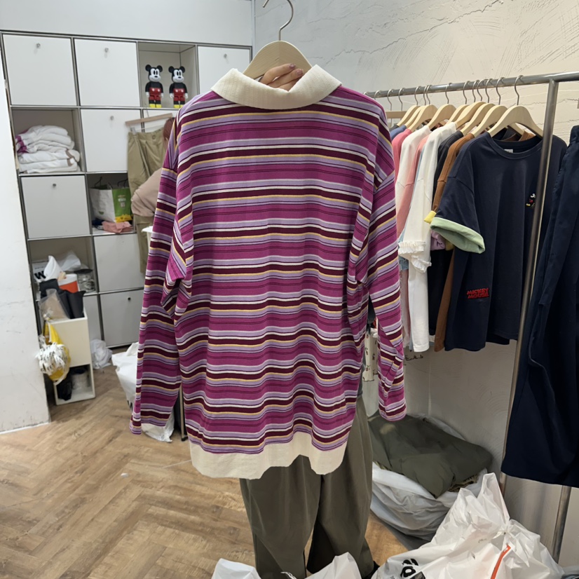 DE LINE韓國代購女士新品時尚人氣職業熱賣26春夏長袖T恤DE LINE長袖T恤