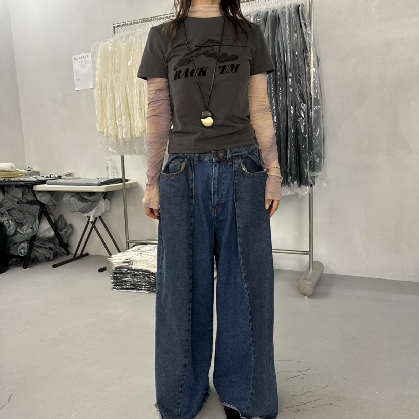 DOUBLE STANDARD/LE SMOKING/MAISONSTAFF韓國代購女士新品26春夏牛仔褲MAISONSTAFF牛仔褲