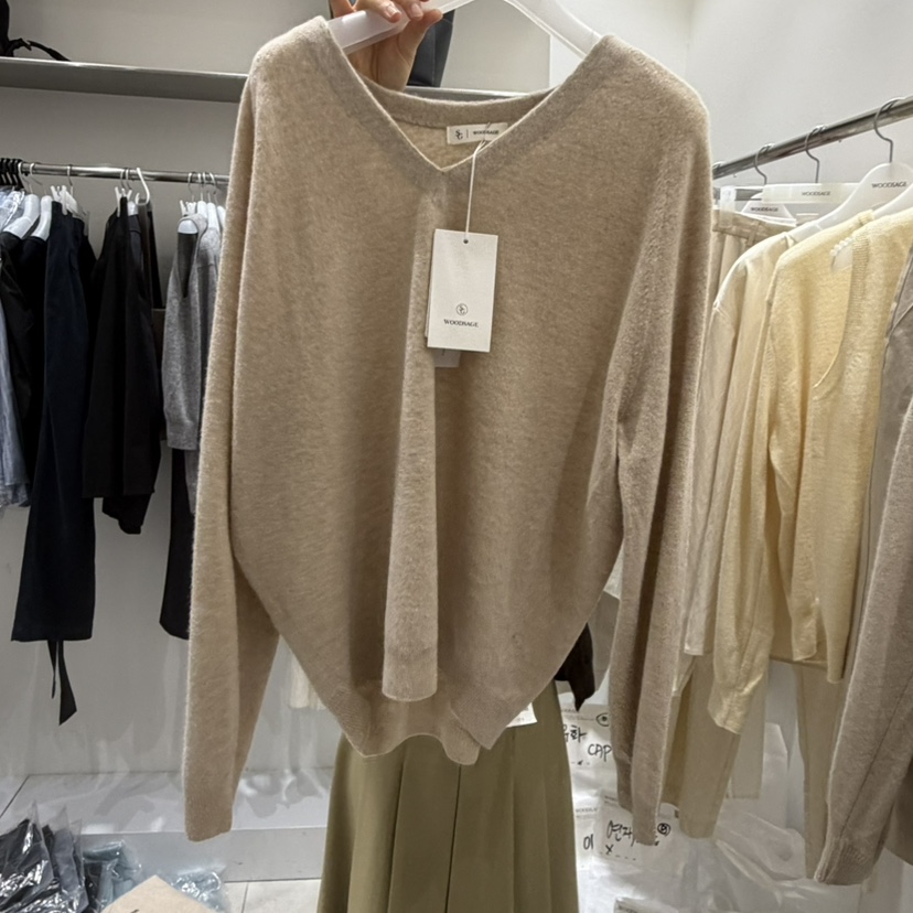 WOOD SAGE韓國直郵女裝新款職業熱賣26春夏針織衫V領深VWOOD SAGE針織衫