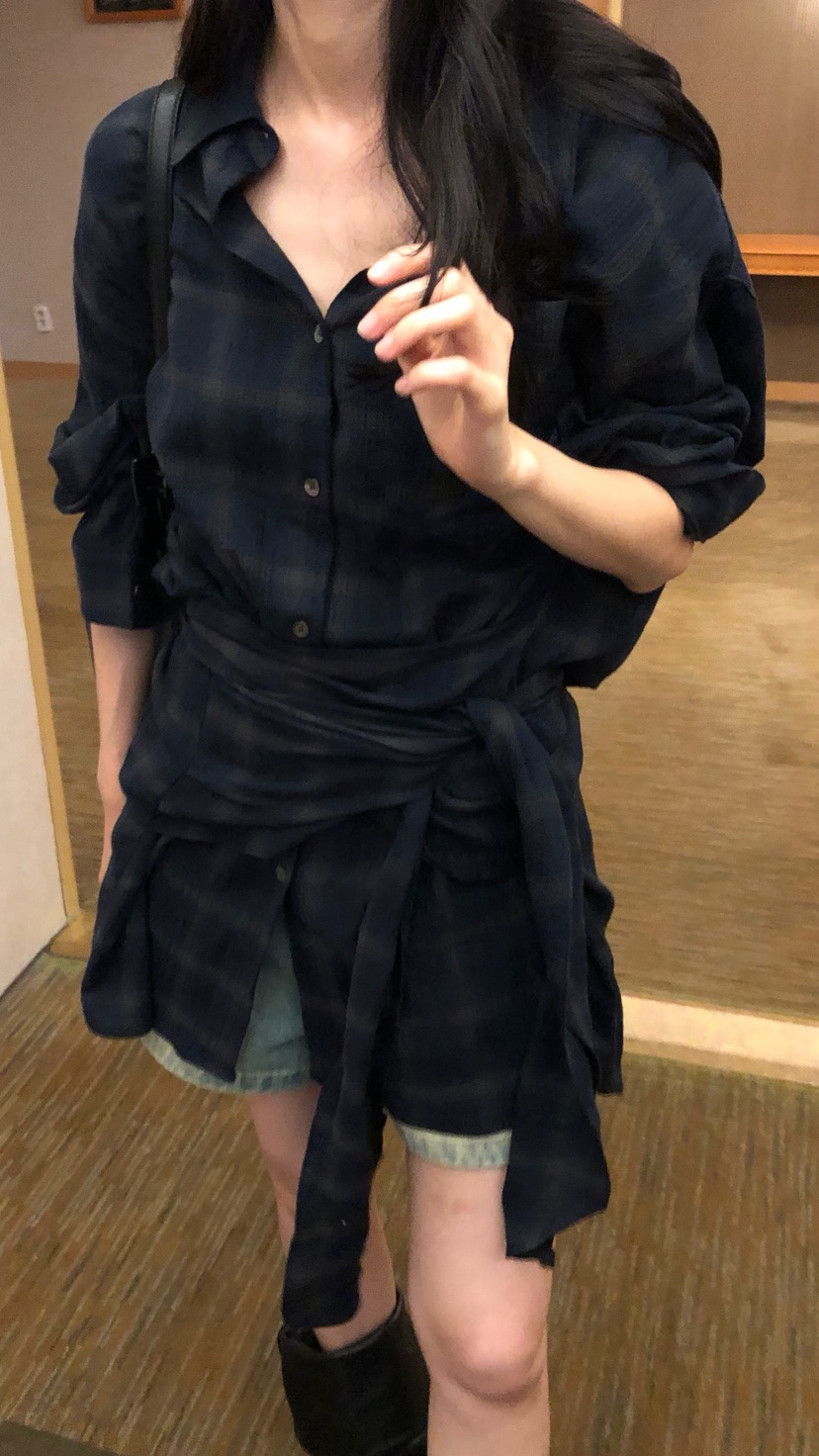 OVER RICH東大門直郵女裝新款推薦熱賣時尚襯衫蕾絲衫格紋OVER RICH襯衫/蕾絲衫