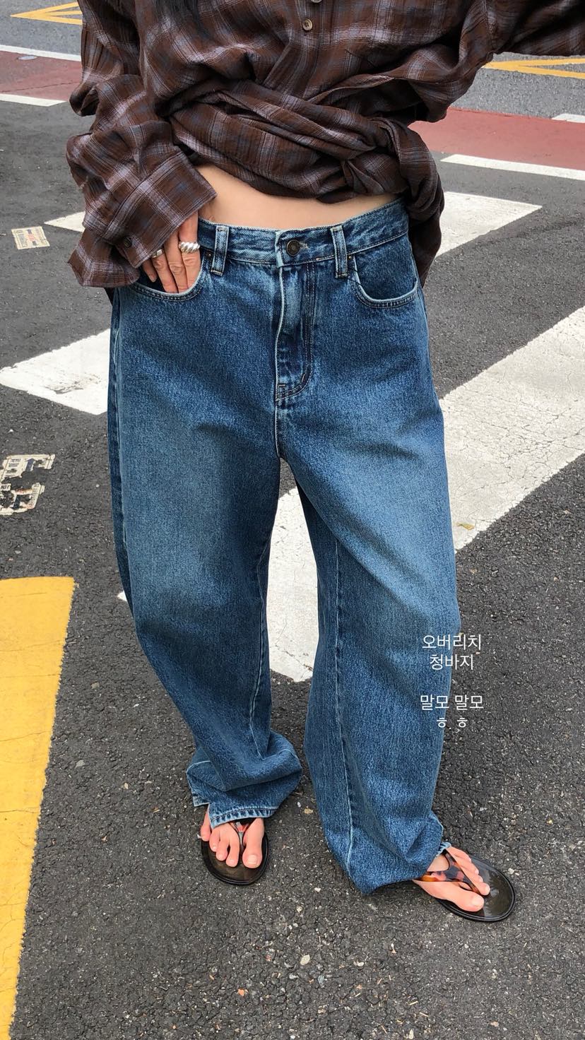 OVER RICH東大門直郵女裝新款熱賣職業時尚26春夏牛仔褲開衩OVER RICH牛仔褲