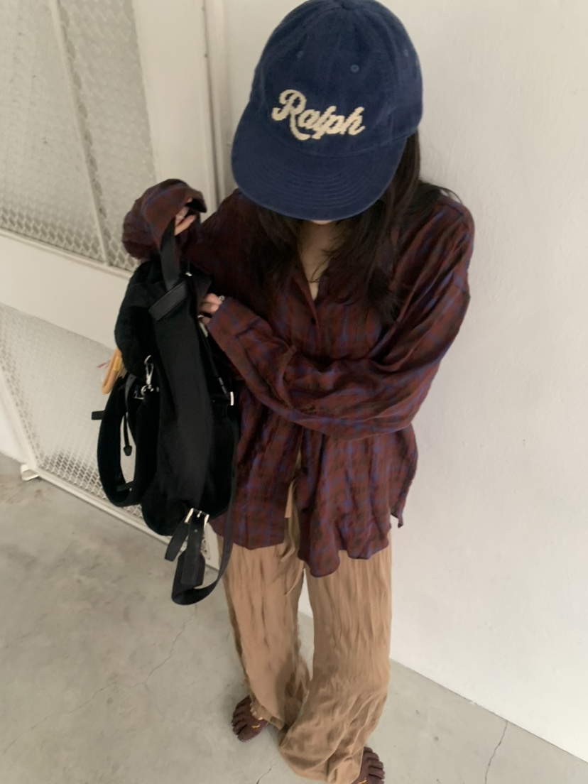 LE AVE韓國代購女士新款人氣26春夏推薦襯衫蕾絲衫復古格紋LE AVE襯衫/蕾絲衫