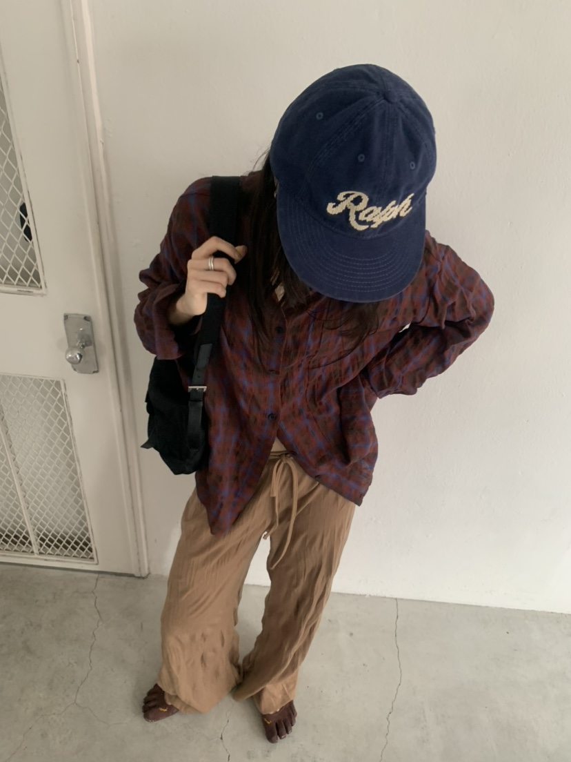 LE AVE韓國代購女士新款人氣26春夏推薦襯衫蕾絲衫復古格紋LE AVE襯衫/蕾絲衫