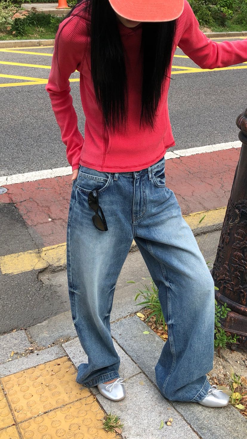 OVER RICH東大門代購女裝新款熱賣真品26春夏牛仔褲鏤空OVER RICH牛仔褲