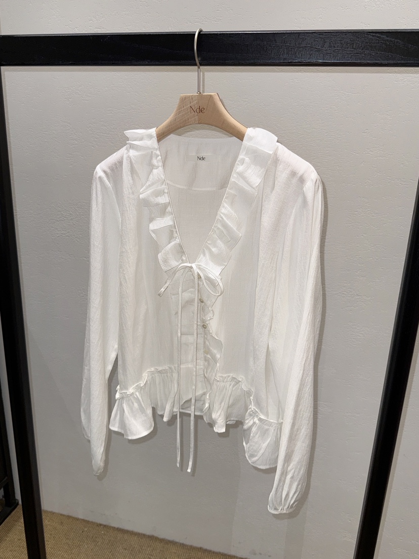 NDE東大門代購女士新品熱賣休閑職業真品襯衫蕾絲衫褶邊經典BOHEME_NDE襯衫/蕾絲衫
