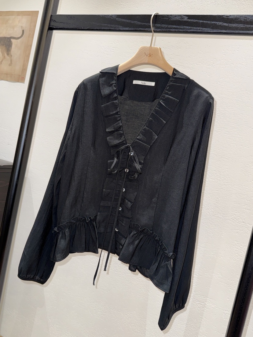 NDE東大門代購女士新品熱賣休閑職業真品襯衫蕾絲衫褶邊經典BOHEME_NDE襯衫/蕾絲衫