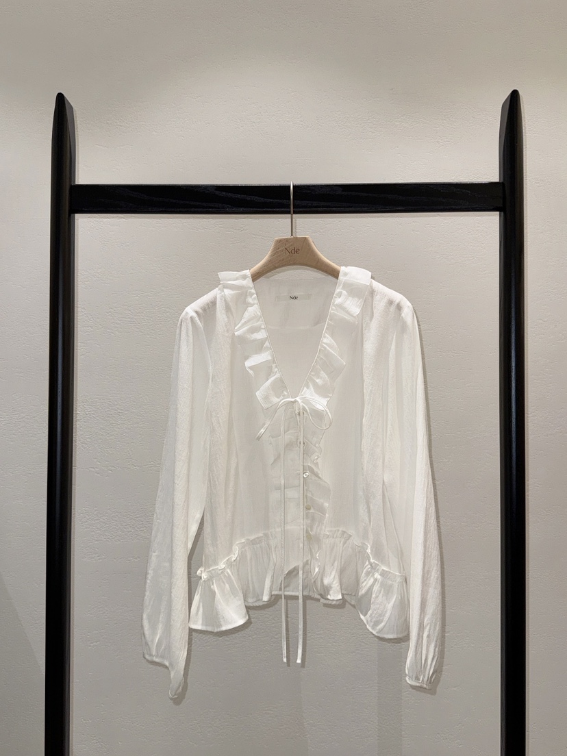 NDE東大門代購女士新品熱賣休閑職業真品襯衫蕾絲衫褶邊經典BOHEME_NDE襯衫/蕾絲衫