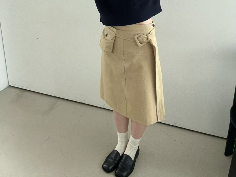 OLI SEOUL韓國直郵女士新品人氣真品半身裙中短裙含腰帶OLI SEOUL半身裙/中短裙