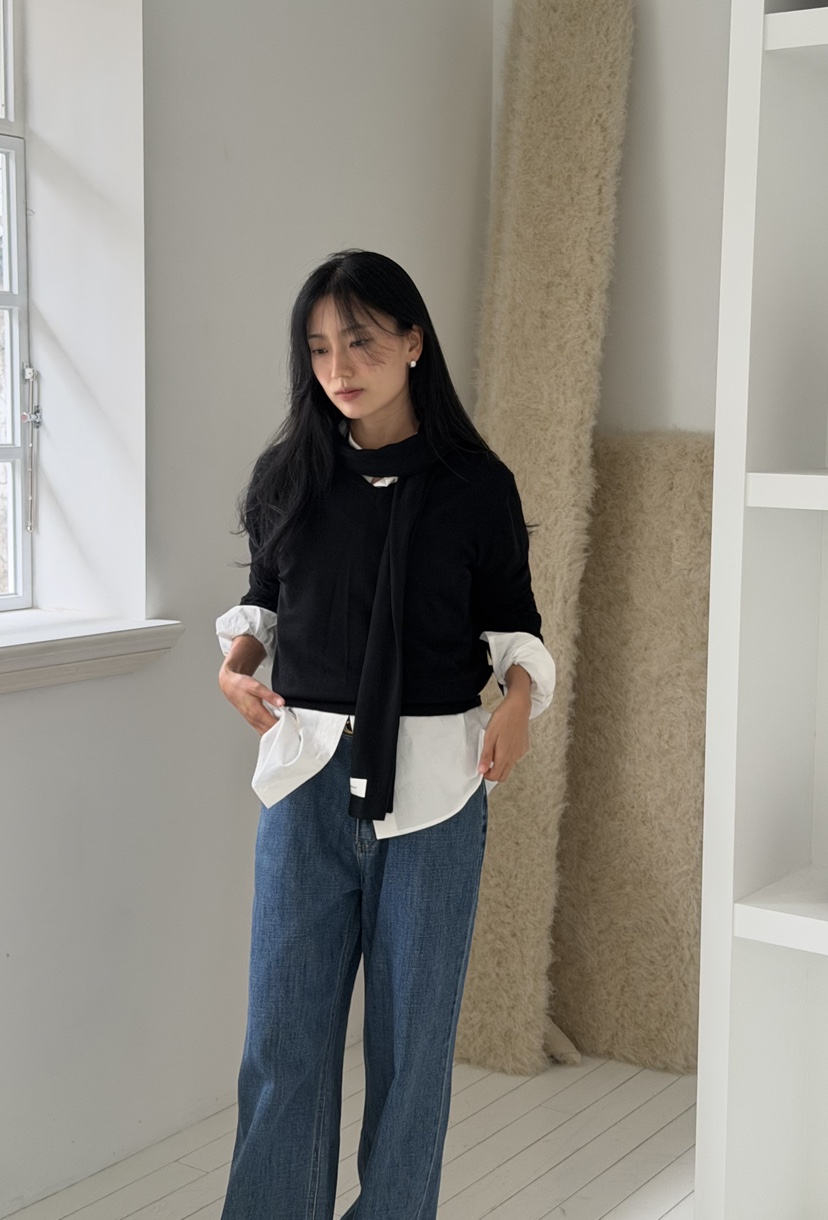AMY GRACE-A韓國代購女裝新品人氣26春夏針織衫不含圍巾AMY GRACE針織衫