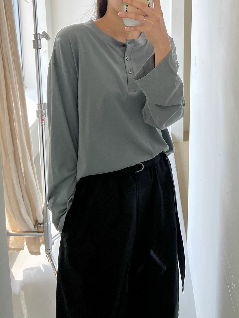 URBANE cloth東大門直郵女士新品職業時尚休閑長袖T恤紐扣URBANE cloth長袖T恤