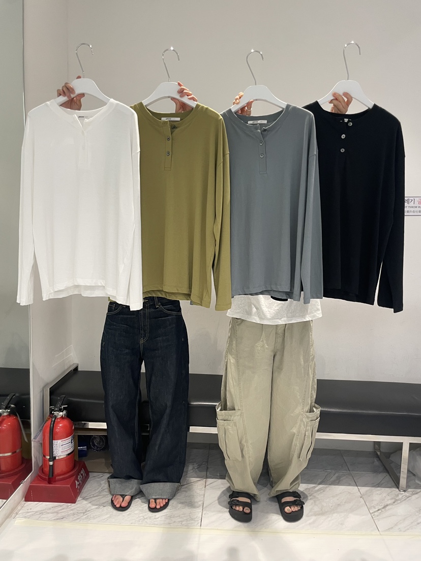 URBANE cloth東大門直郵女士新品職業時尚休閑長袖T恤紐扣URBANE cloth長袖T恤