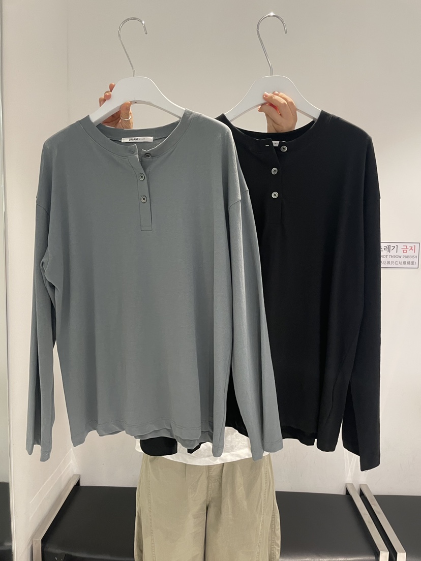 URBANE cloth東大門直郵女士新品職業時尚休閑長袖T恤紐扣URBANE cloth長袖T恤