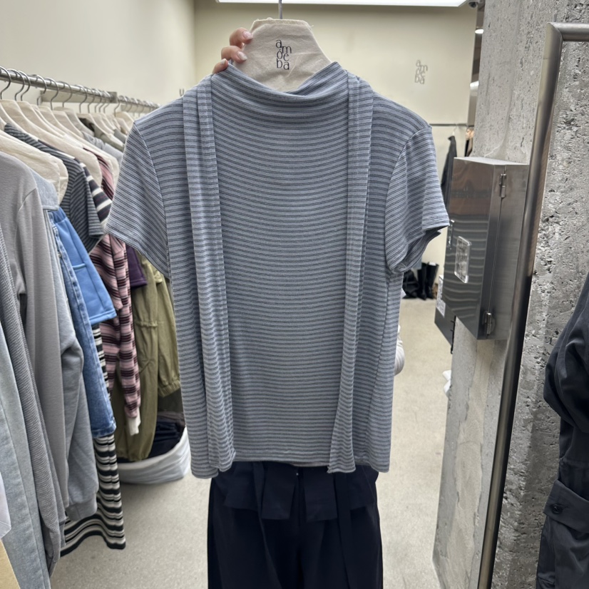 AMOEBA東大門代購女裝新品熱賣人氣時尚真品推薦T恤含圍巾AMOEBAT恤圖色2淺藍色