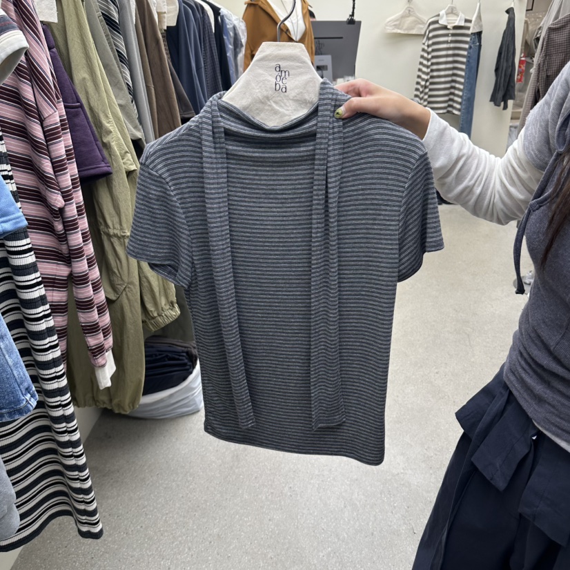 AMOEBA東大門代購女裝新品熱賣人氣時尚真品推薦T恤含圍巾AMOEBAT恤圖色3墨色