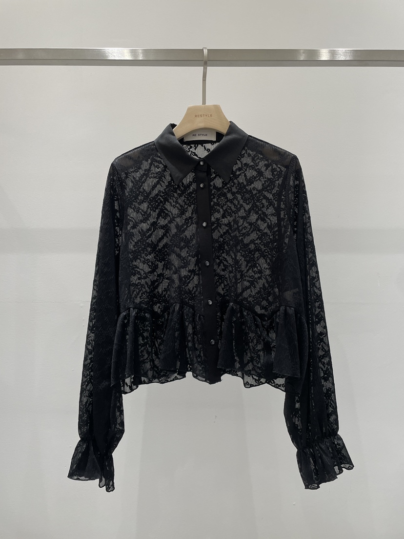 RE STYLE-Q韓國代購女士新品時尚26春夏人氣襯衫蕾絲衫RE STYLE襯衫/蕾絲衫圖色2