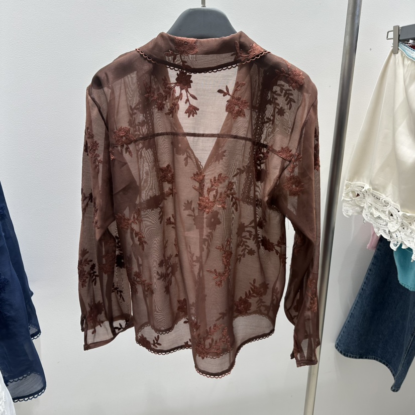 TARABY MOTION韓國代購女裝新品熱賣襯衫蕾絲衫手工刺繡TARABY MOTION襯衫/蕾絲衫