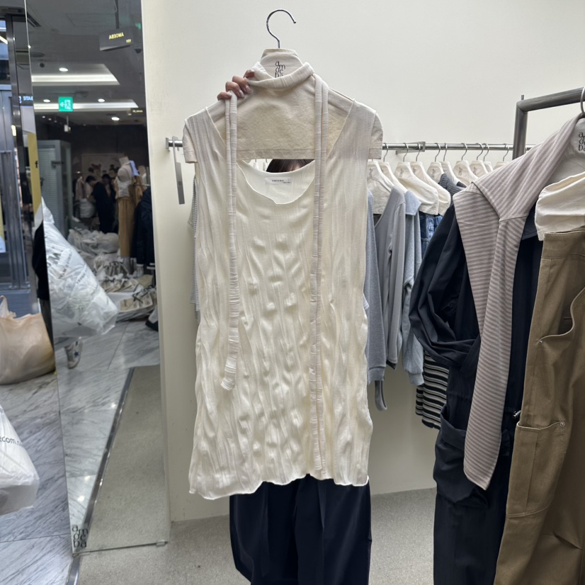 AMOEBA韓國直郵女士新款熱賣休閑推薦時尚連衣裙含圍巾不含AMOEBA連衣裙圖色1