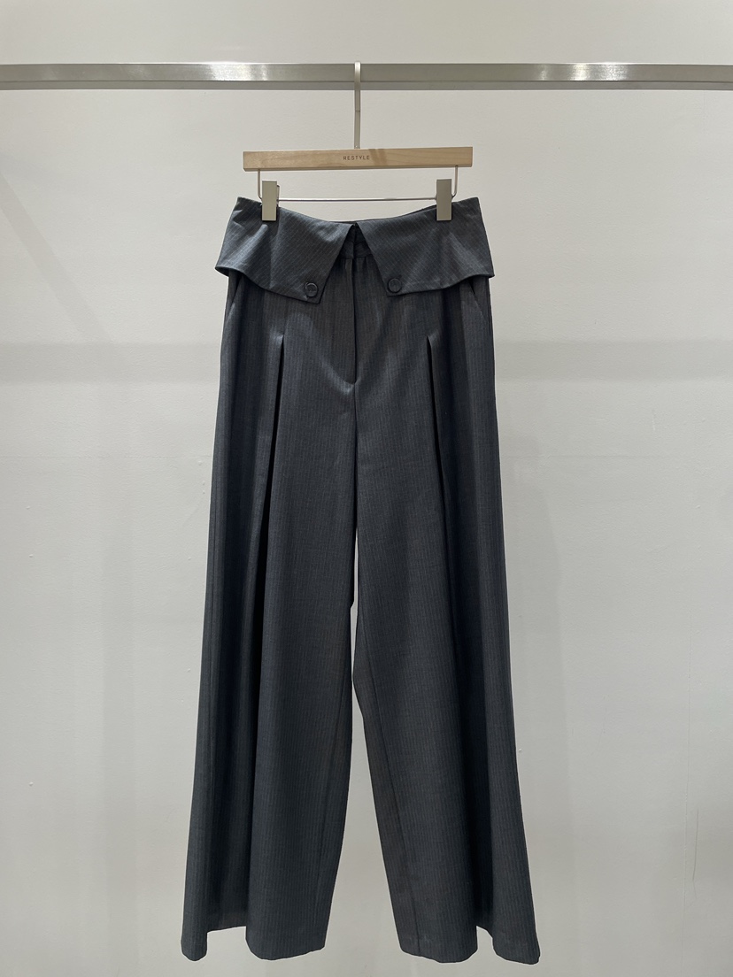 RE STYLE-Q韓國直郵26秋冬新款人氣真品熱賣休閑褲條紋RE STYLE休閑褲圖色1墨色