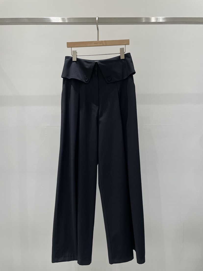 RE STYLE-Q韓國直郵26秋冬新款人氣真品熱賣休閑褲條紋RE STYLE休閑褲圖色2黑色