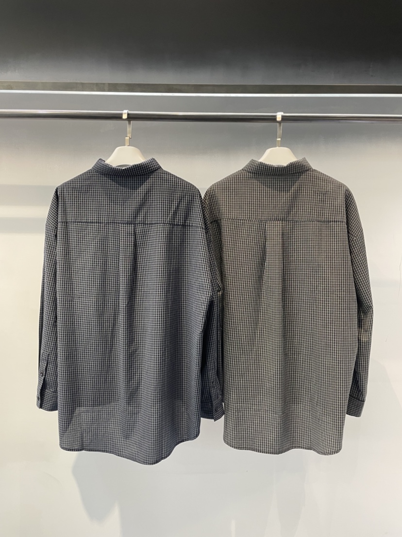 OUS/INCH-L韓國代購26秋冬新品真品襯衫蕾絲衫格子雙領OUS/INCH襯衫/蕾絲衫