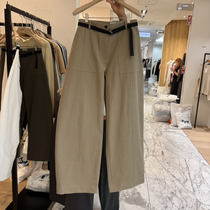 LA MAGIE FEMME東大門實拍26秋季新品推薦休閑褲含腰帶Lamagie Femme休閑褲圖色2