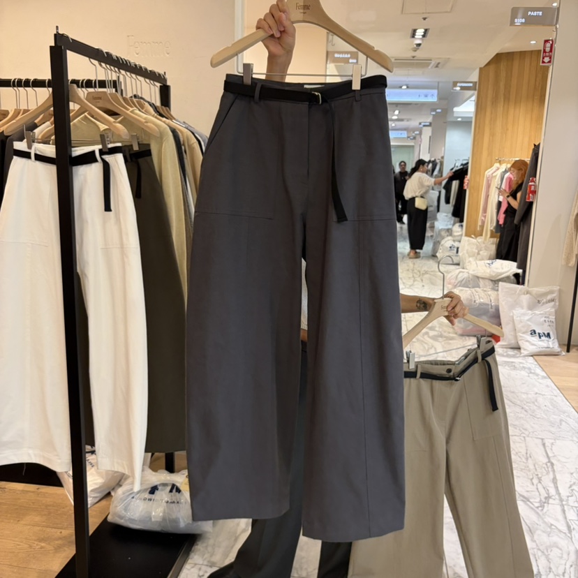 LA MAGIE FEMME東大門實拍26秋季新品推薦休閑褲含腰帶Lamagie Femme休閑褲圖色3