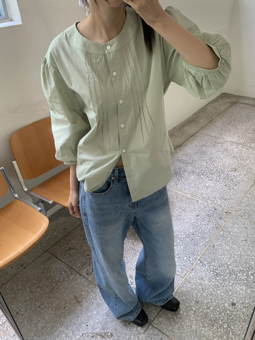 LOVE MY SANTA東大門實拍26秋季新款真品襯衫蕾絲衫褶裥Santa/LOVE MY SANTA襯衫/蕾絲衫圖色3