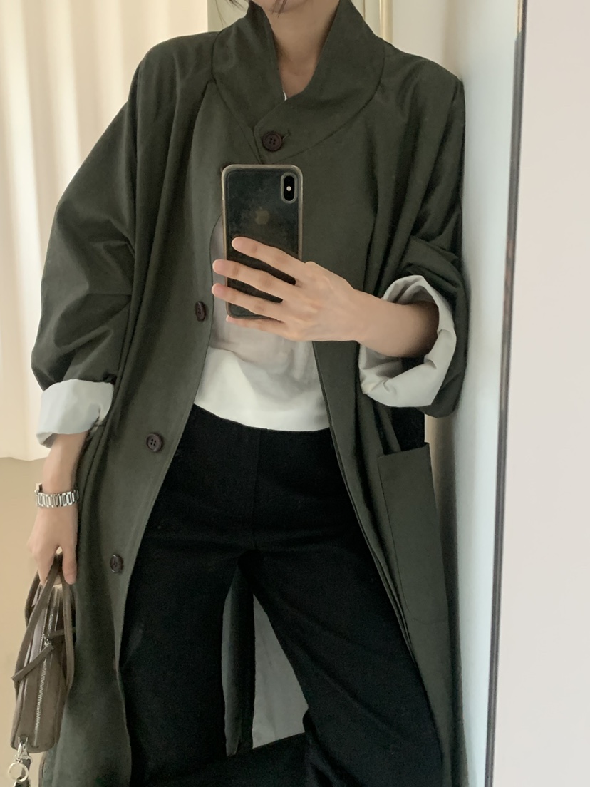 TRUE東大門代購女士新品推薦熱賣時尚長款風衣可拆卸圍巾TRUE長款風衣