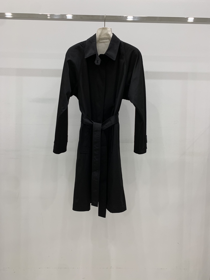 ARVE東大門代購女士新品真品推薦時尚人氣長款風衣含腰帶ARVE長款風衣圖色3黑色