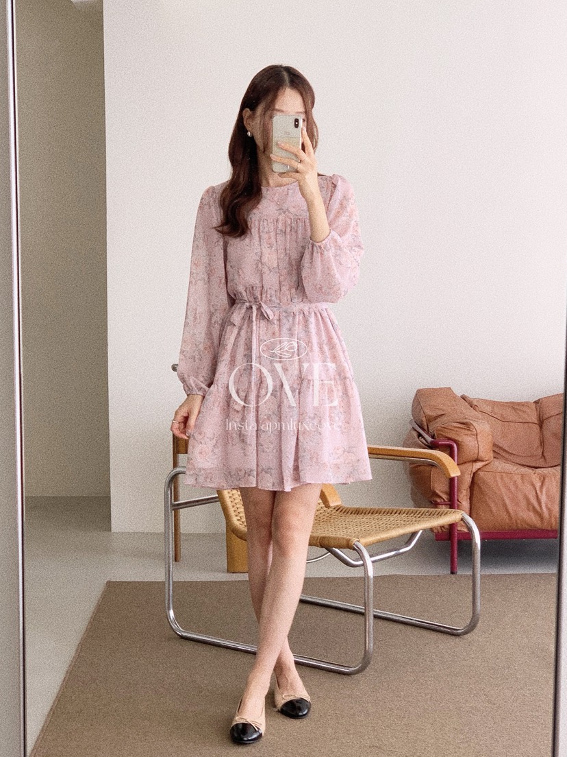 OVE韓國代購女裝新款休閑推薦時尚熱賣真品人氣連衣裙含腰帶OVE連衣裙