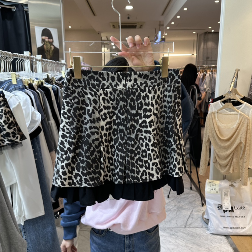 CHEAP-CHIC東大門實拍26秋冬新款休閑人氣短裙迷你裙豹紋CHEAP-CHIC/CHARLES THE SECOND短裙