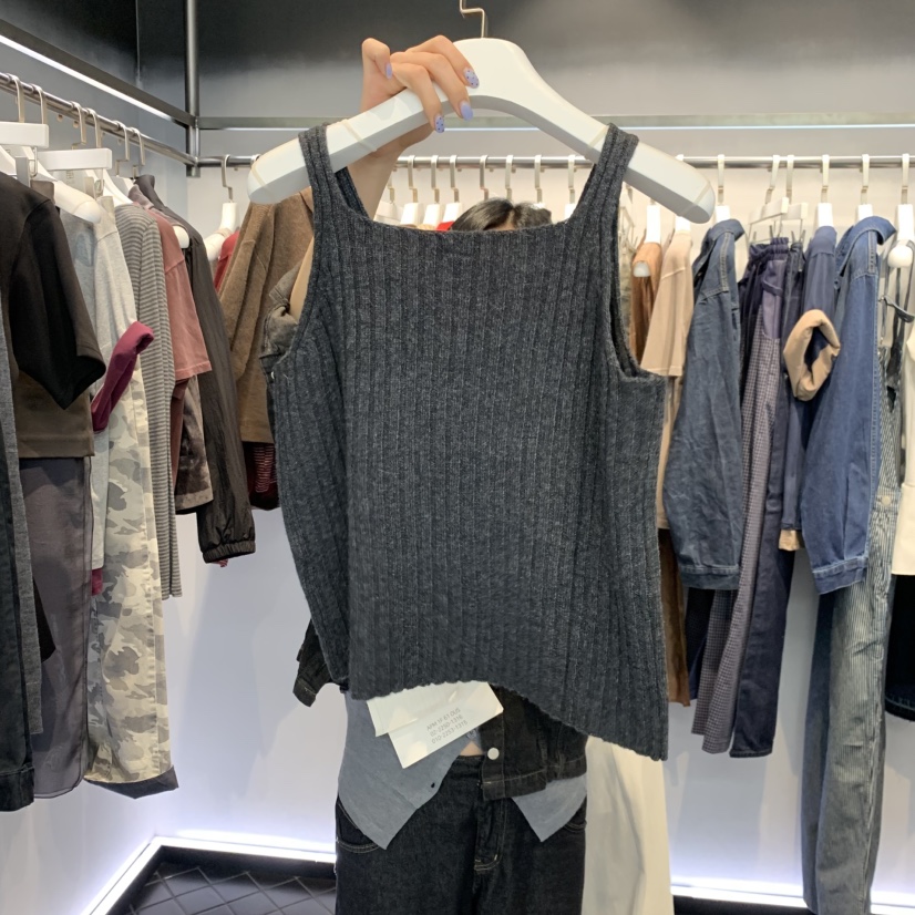 OUS/INCH-L韓國直郵26秋季新品休閑熱賣吊帶背心羊毛無袖OUS/INCH吊帶/背心