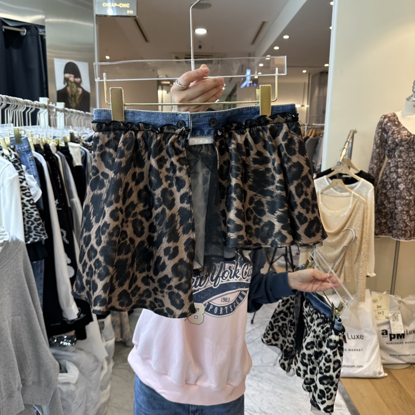 CHEAP-CHIC韓國代購26秋季新品時尚休閑真品短裙豹紋腰帶CHEAP-CHIC/CHARLES THE SECOND短裙圖色2