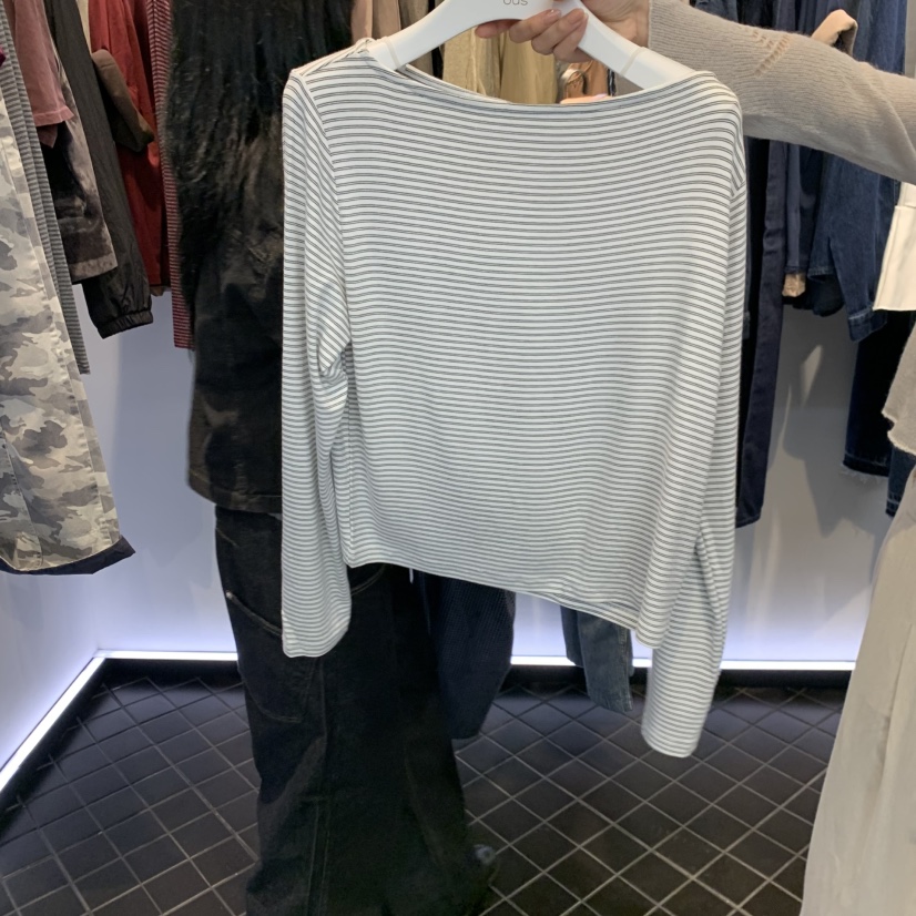 OUS/INCH-L韓國代購女裝新款真品熱賣推薦休閑長袖T恤船領OUS/INCH長袖T恤