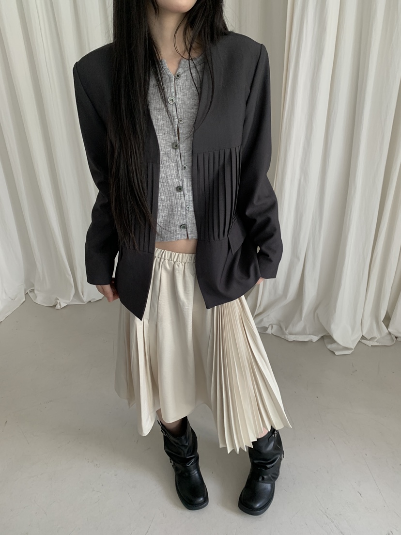 VERNIMENT韓國代購女士新款真品休閑熱賣推薦時尚夾克褶裥VERNIMENT夾克