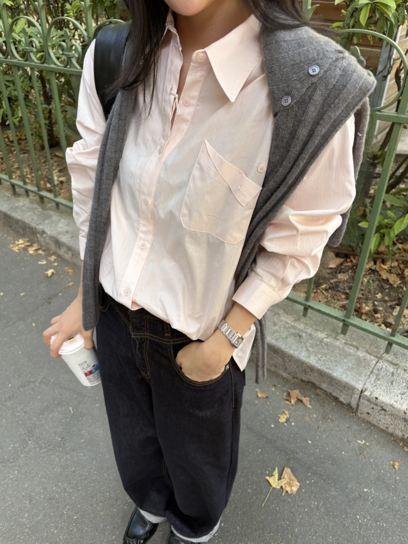 FOR TAPE東大門代購女士新款推薦熱賣襯衫蕾絲衫口袋棉質FOR TAPE襯衫/蕾絲衫