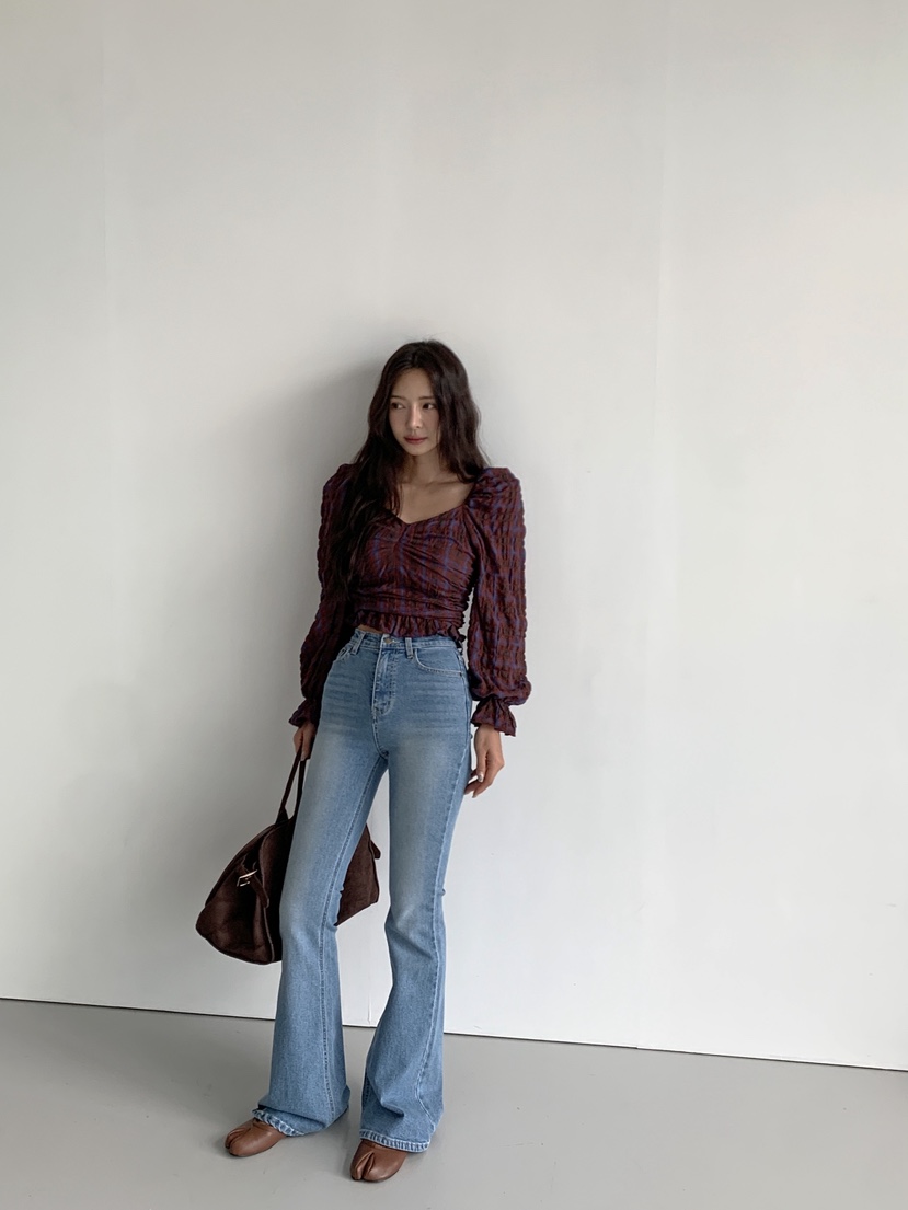 VERANDA東大門代購女士新品休閑人氣時尚真品牛仔褲喇叭褲VERANDA牛仔褲