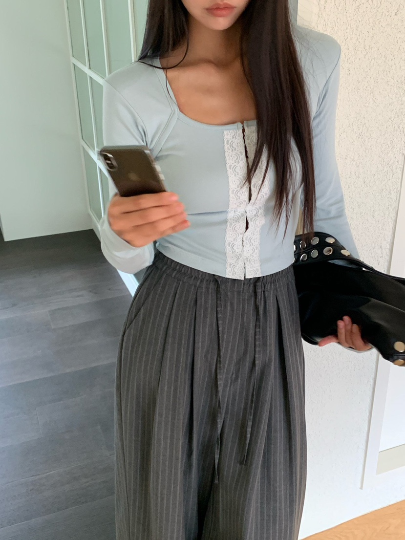 REVE CITE-L韓國直郵女裝新款休閑人氣長袖T恤蕾絲開衫REVE CITE-L長袖T恤