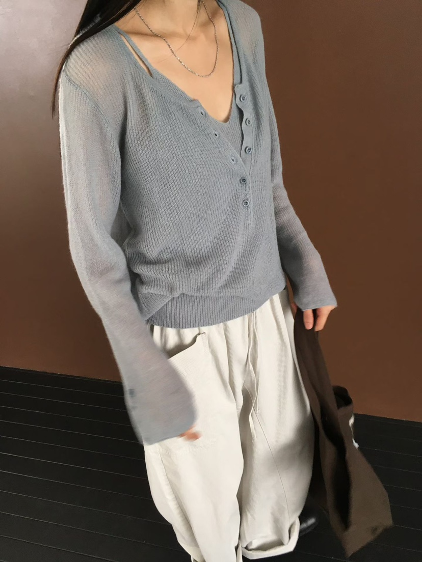 MINIMUZE韓國代購女裝新款時尚真品熱賣人氣休閑針織衫U領MINIMUZE針織衫
