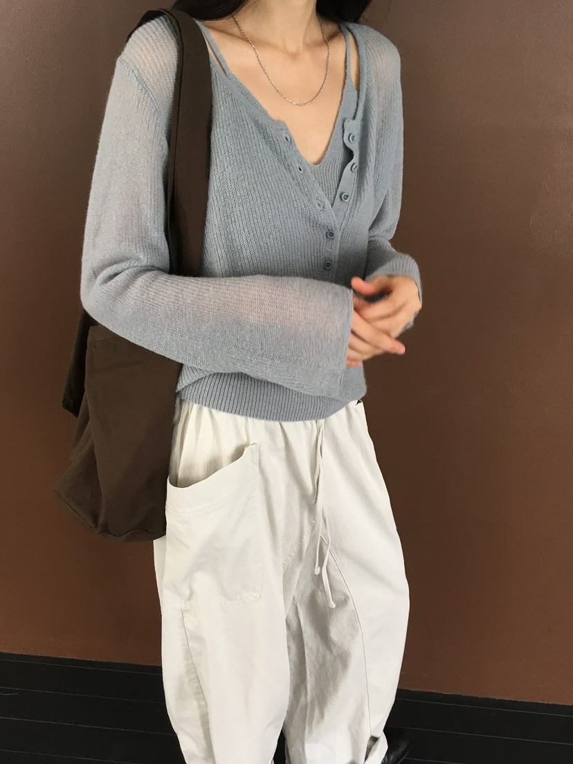 MINIMUZE韓國代購女裝新款時尚真品熱賣人氣休閑針織衫U領MINIMUZE針織衫