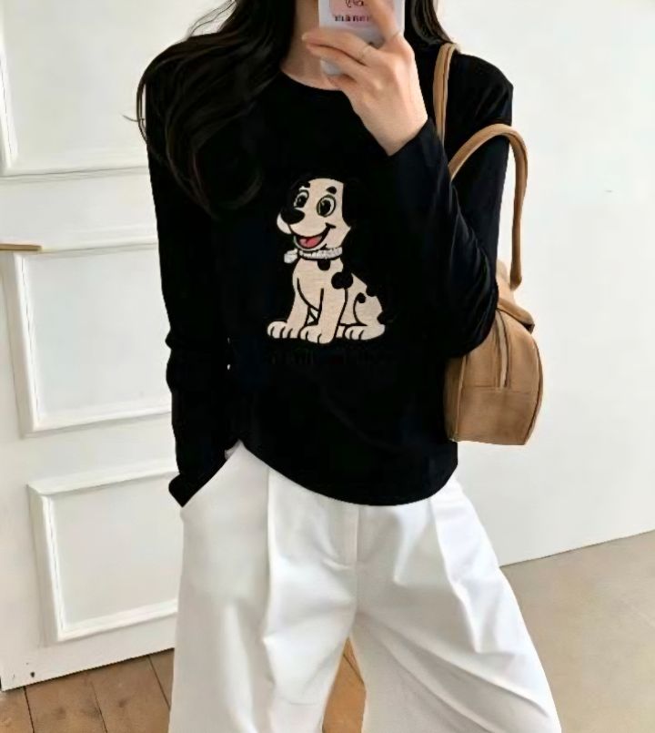 BLING BLING-S/RICO東大門實拍26秋季新品休閑長袖T恤狗狗BLING BLING-S/RICO長袖T恤