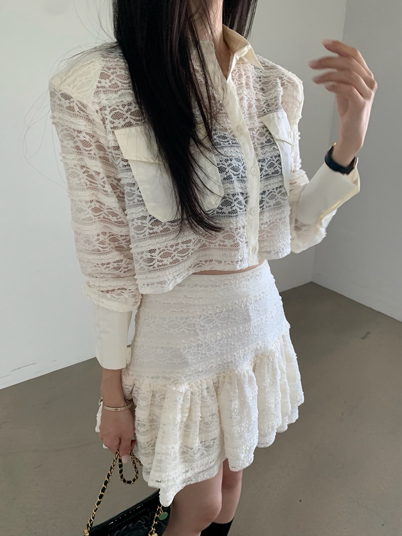 VERANDA東大門代購26秋季新品真品人氣休閑襯衫蕾絲衫蕾絲VERANDA襯衫/蕾絲衫