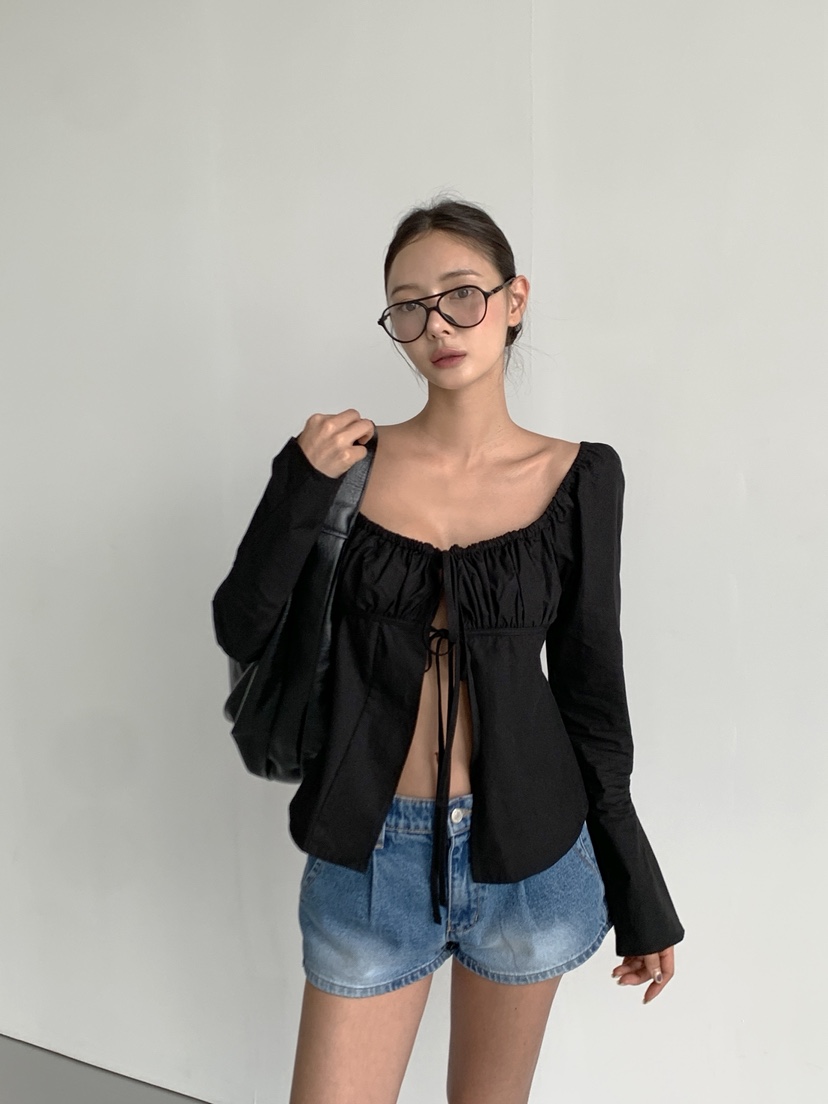 VERANDA東大門代購女士新品熱賣休閑人氣推薦襯衫蕾絲衫絲帶VERANDA襯衫/蕾絲衫