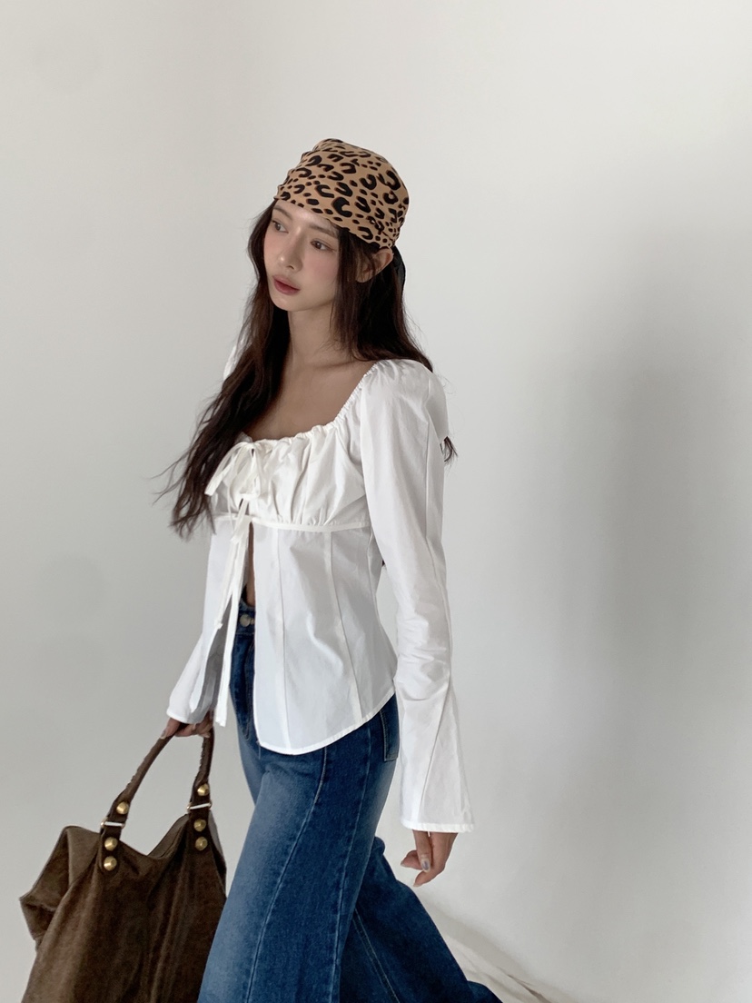 VERANDA東大門代購女士新品熱賣休閑人氣推薦襯衫蕾絲衫絲帶VERANDA襯衫/蕾絲衫