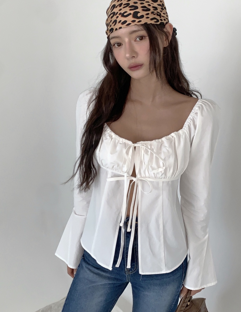 VERANDA東大門代購女士新品熱賣休閑人氣推薦襯衫蕾絲衫絲帶VERANDA襯衫/蕾絲衫