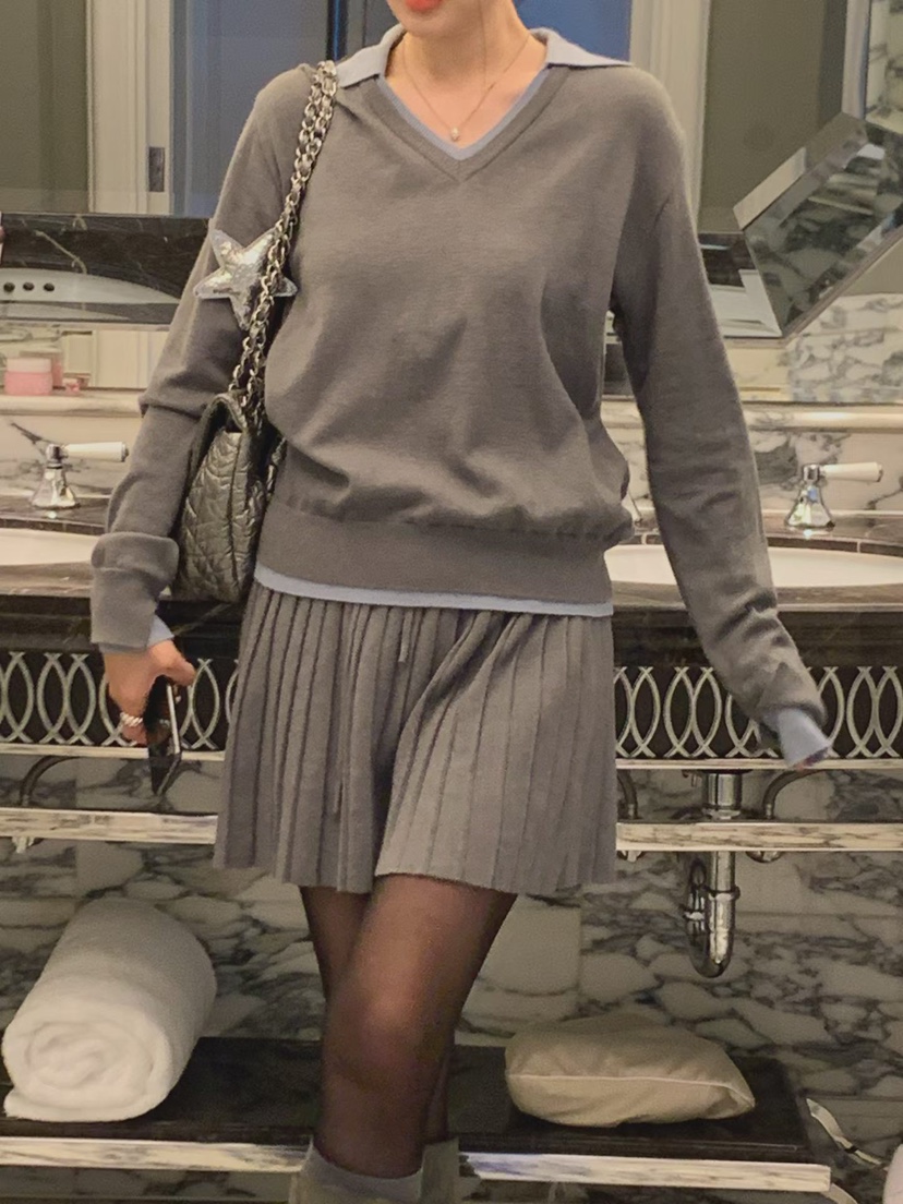 LA CREME東大門直郵女裝新款推薦時尚熱賣真品短裙羊毛褶皺LA CREME短裙
